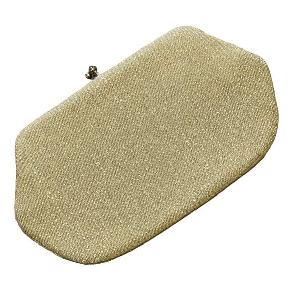 Vintage 1960's One Snap Gold Lurex Clutch Theatre Purse Bag - Picture 1 of 10